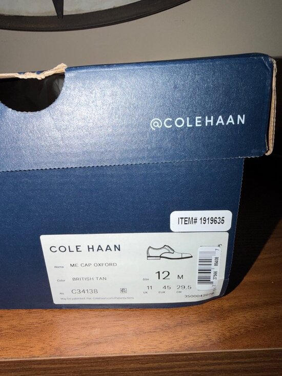 Cole Haan Mens British Tan Leather Cap Toe Oxford Dress Shoes Size 12 M